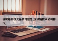 区块链科技竞品公司信息[区块链技术公司排行]